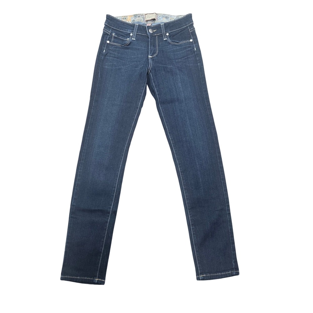 Paige Peg Skinny Jeans Dark Wash Indigo Stretch‎ Denim Size 24 Low Rise Bohemian